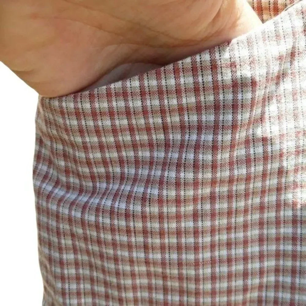 Dockers Shorts Ideal Fit Cotton Bermuda Long Picnic Plaid Brown‎ Orange Sz 12